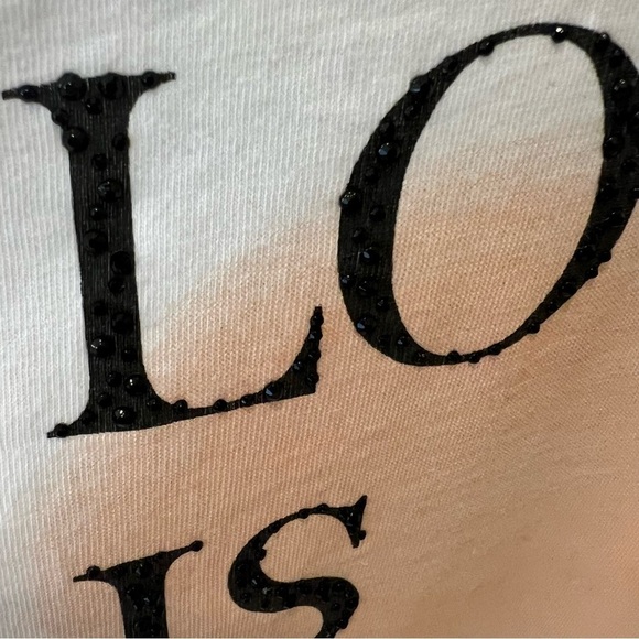 OUI Love is art graphic white tshirt, short sleeve, 100%Cotton, size 10 - Picture 4 of 11